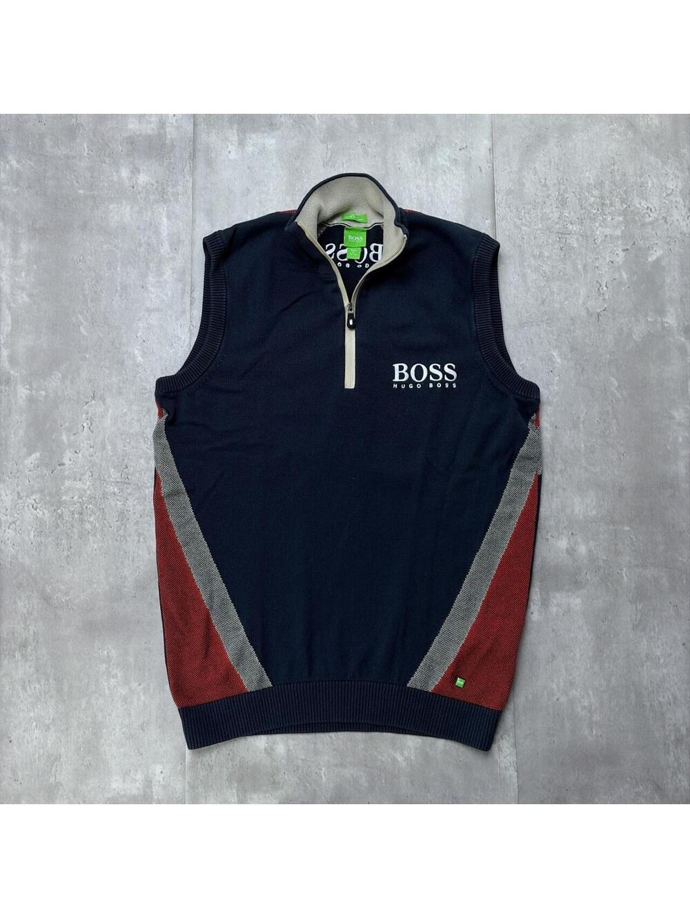 Y2K Navy Hugo Boss Knit Logo Vest